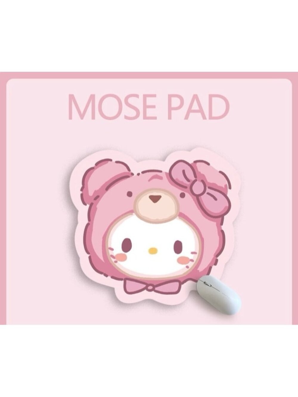 Pink Kitty Bear Mouse Pad Kawaii Desk Pad Cute Non Slip Mouse Mat